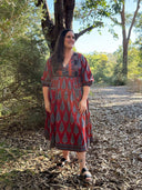 Redwood Tale Dress - Handblock Printed Cotton Midi Dress