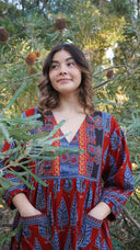 Redwood Tale Dress - Handblock Printed Cotton Midi Dress