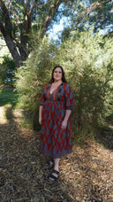 Redwood Tale Dress - Handblock Printed Cotton Midi Dress