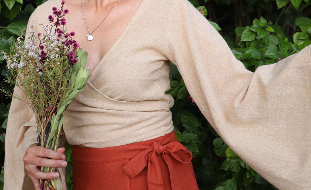 Sandy Hemp Wrap Top - Wildalaya