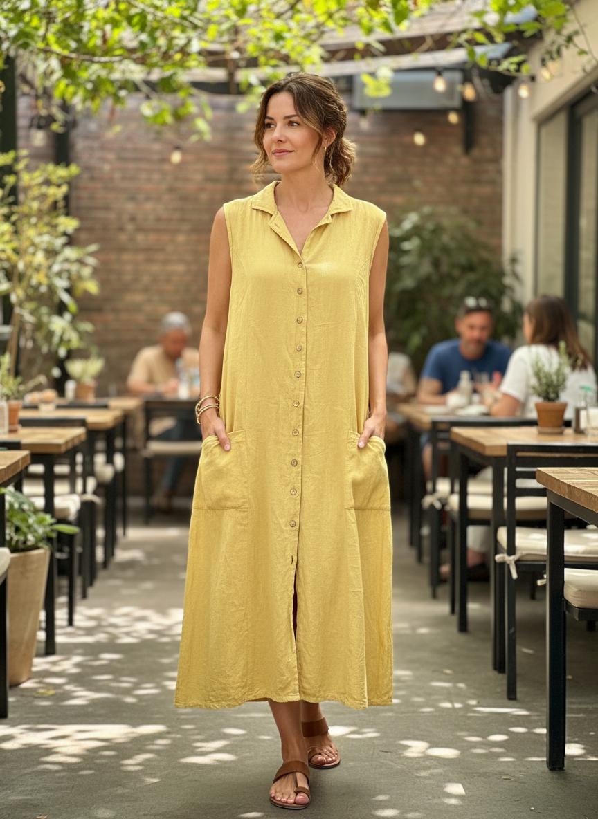 Sunny Days Hemp Dress (Yellow Shirt Dress)