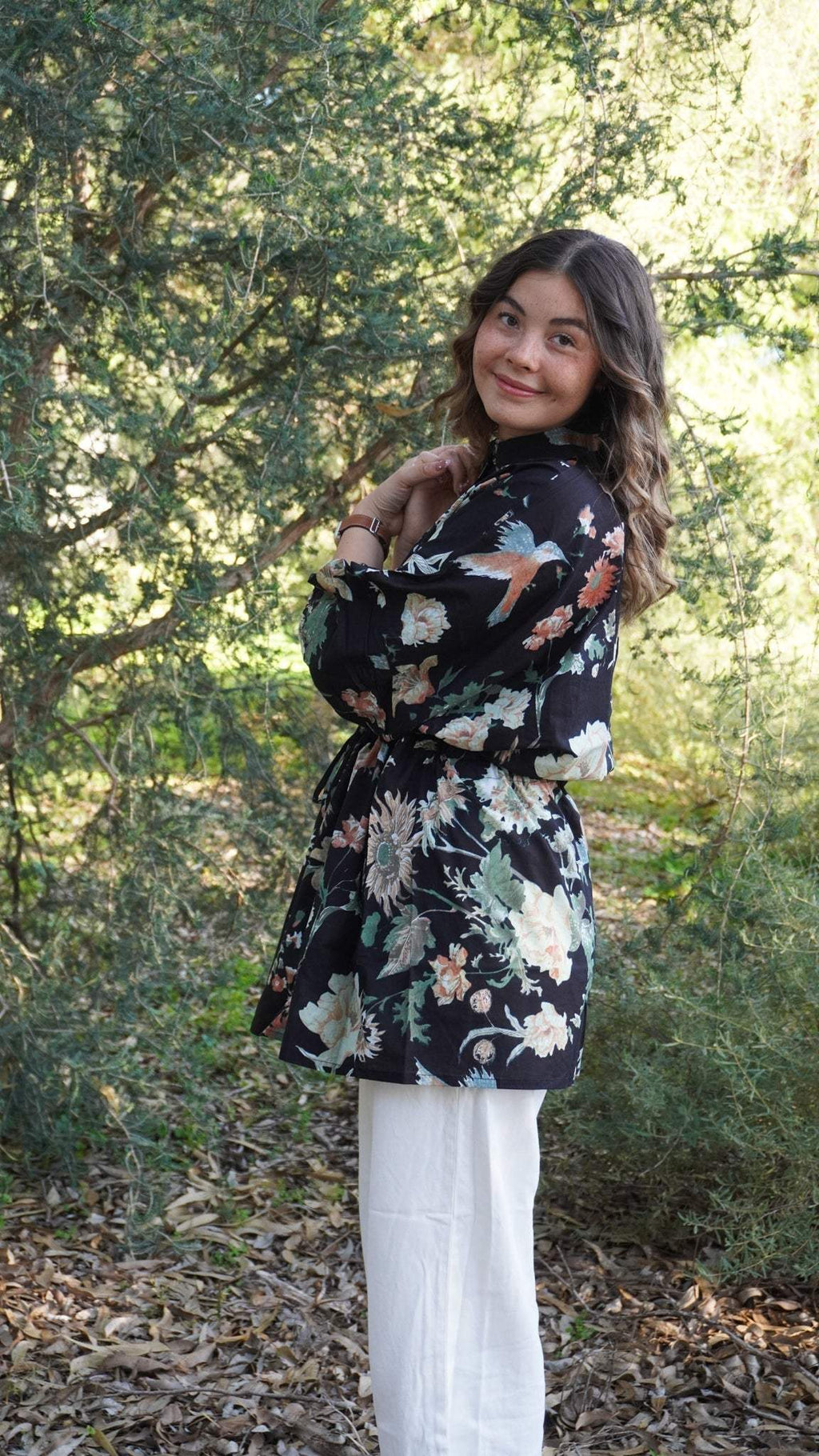 Wildflower Hour Kaftan Top - Wildalaya Model wearing