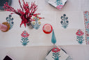 Gulaabi Handblock Printed Table Mats and Napkins (Set of 6) - Wildalaya