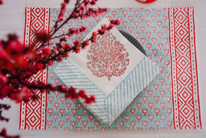 Kamal Phool Table Mats and Napkins (Set of 6) - Wildalaya