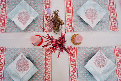Kamal Phool Table Mats and Napkins (Set of 6) - Wildalaya