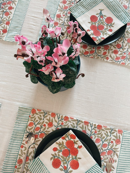 Kesariya Table Mats and Napkins (Set of 6) - Wildalaya